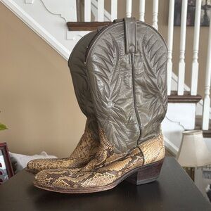 Dan Post Snakeskin and Leather Cowboy Boots